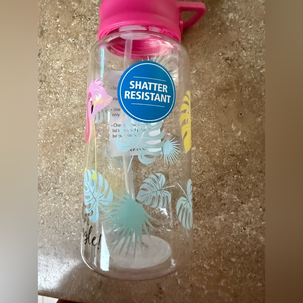 Mainstays Let's Flamingo Pink Water Bottle - 33 oz
